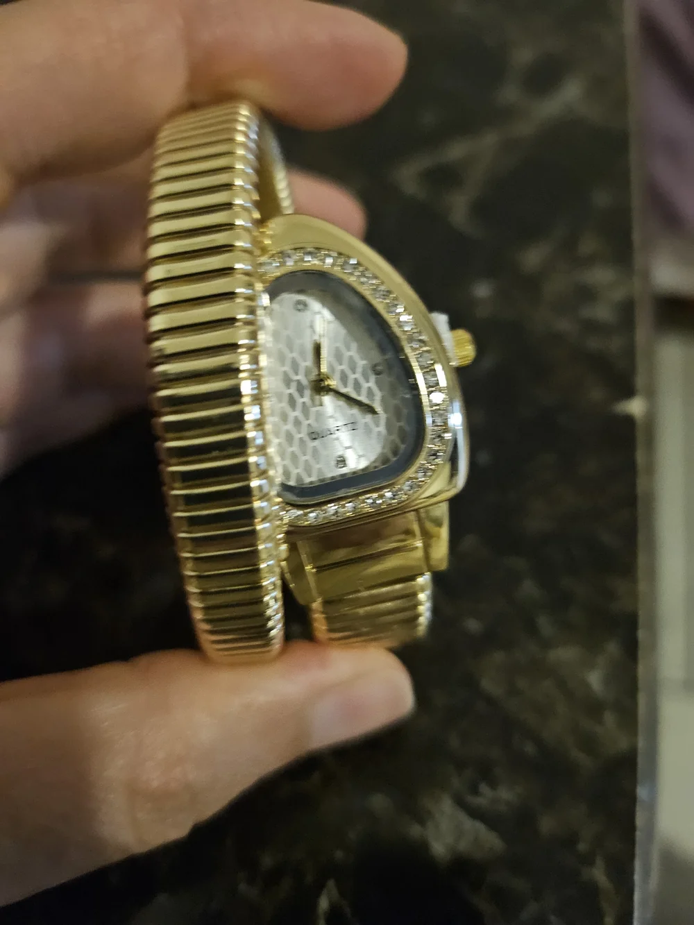 & Other Stories Gold Tone Women's Bracelet Watch with White Dial and Rhinestones